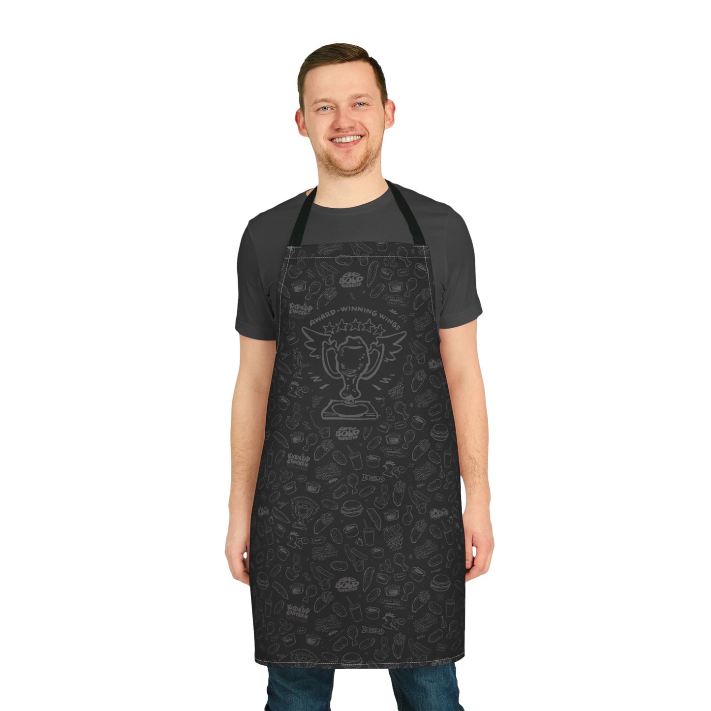 Light Gray on Black "Hero" Playful Chef Apron with Colorful Straps - Perfect for Cooking Enthusiasts