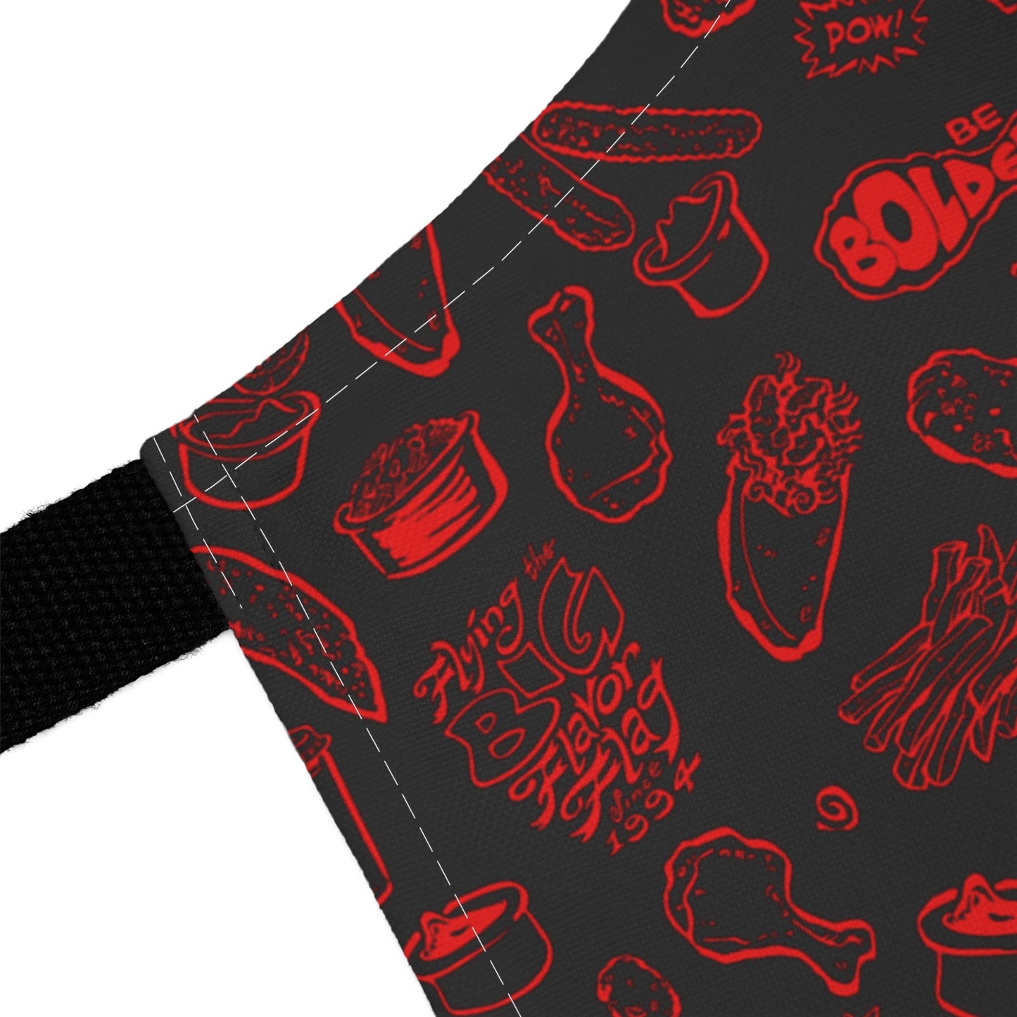 Red on Black "Hero" Playful Chef Apron with Colorful Straps - Perfect for Cooking Enthusiasts