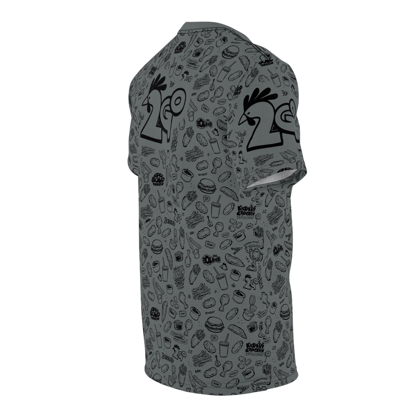 Black on Dark Gray "Wings Pattern" Award-Winning Snack Theme Unisex Tee - Fun, Unique Apparel for Food Lovers