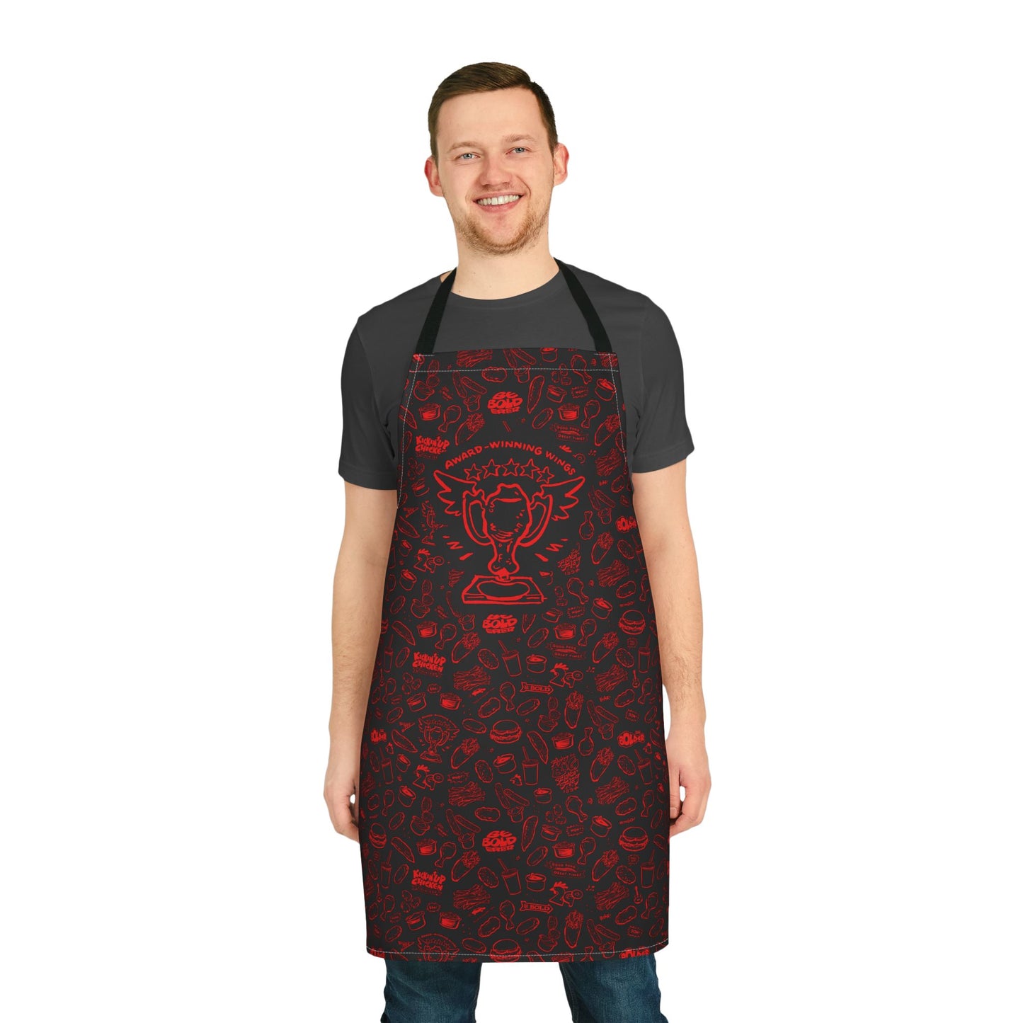Red on Black "Hero" Playful Chef Apron with Colorful Straps - Perfect for Cooking Enthusiasts