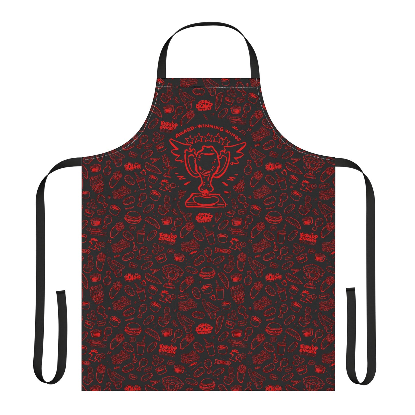 Red on Black "Hero" Playful Chef Apron with Colorful Straps - Perfect for Cooking Enthusiasts