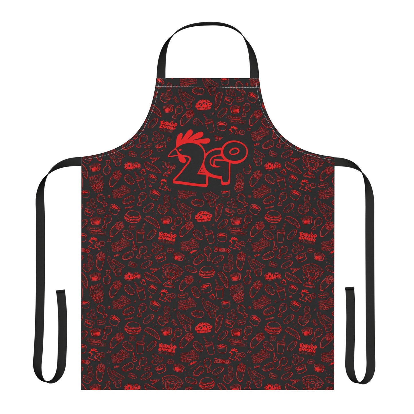 Red on Black "2Go" Playful Chef Apron with Colorful Straps - Perfect for Cooking Enthusiasts