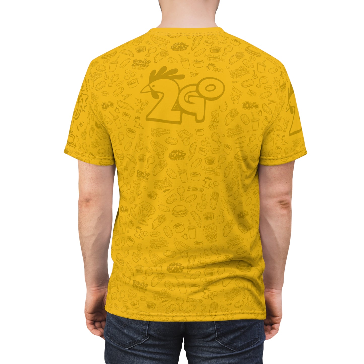 Dark Yellow on Yellow "Wings Pattern" Award-Winning Snack Theme Unisex Tee - Fun, Unique Apparel for Food Lovers