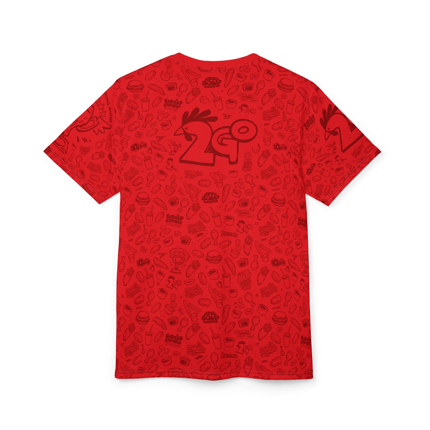 Dark Red on Red "Wings Pattern" Award-Winning Snack Theme Unisex Tee - Fun, Unique Apparel for Food Lovers