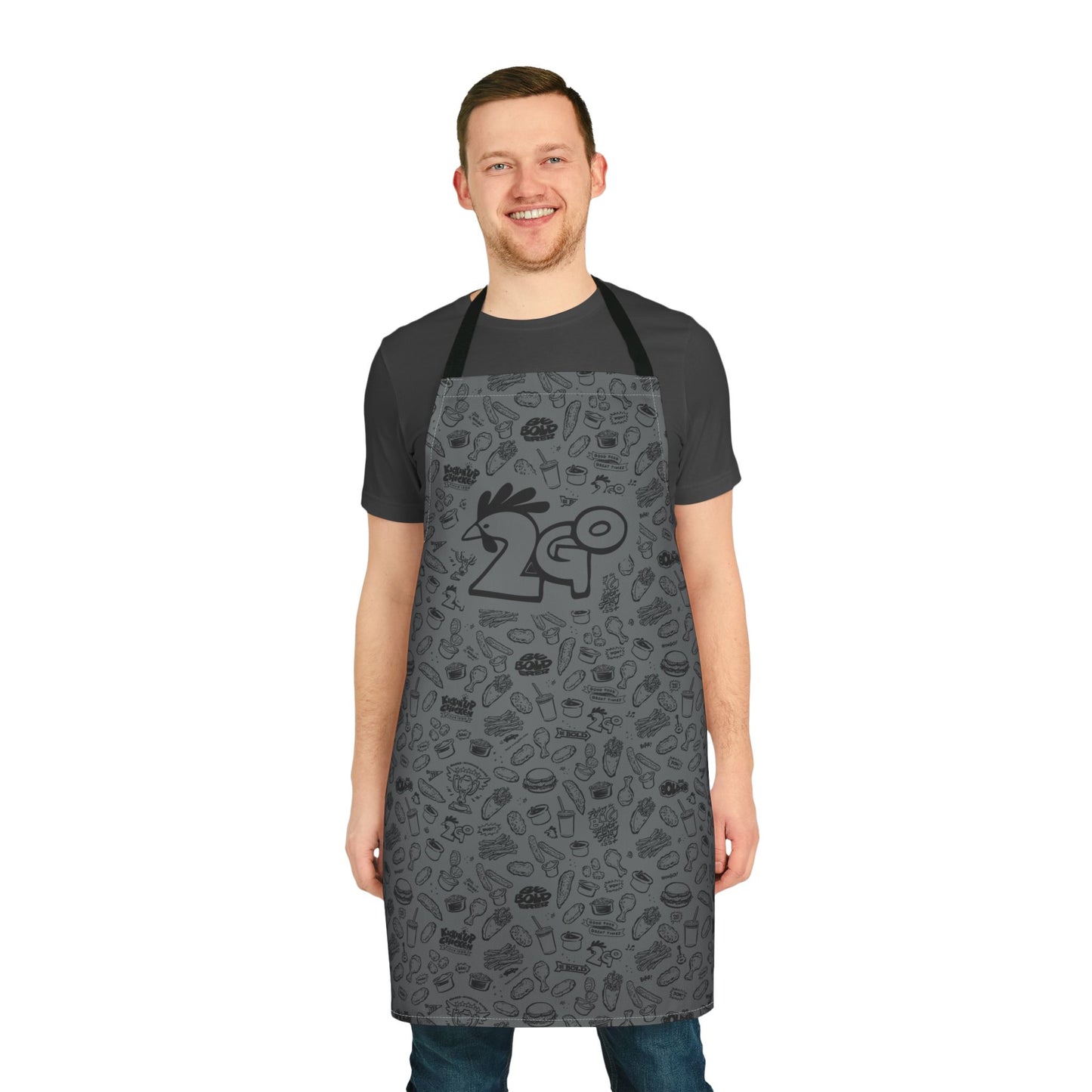 Black on Dark Gray "2Go" Playful Chef Apron with Colorful Straps - Perfect for Cooking Enthusiasts