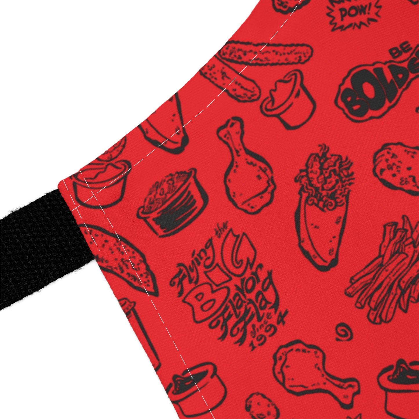 Black on Red "2Go" Playful Chef Apron with Colorful Straps - Perfect for Cooking Enthusiasts