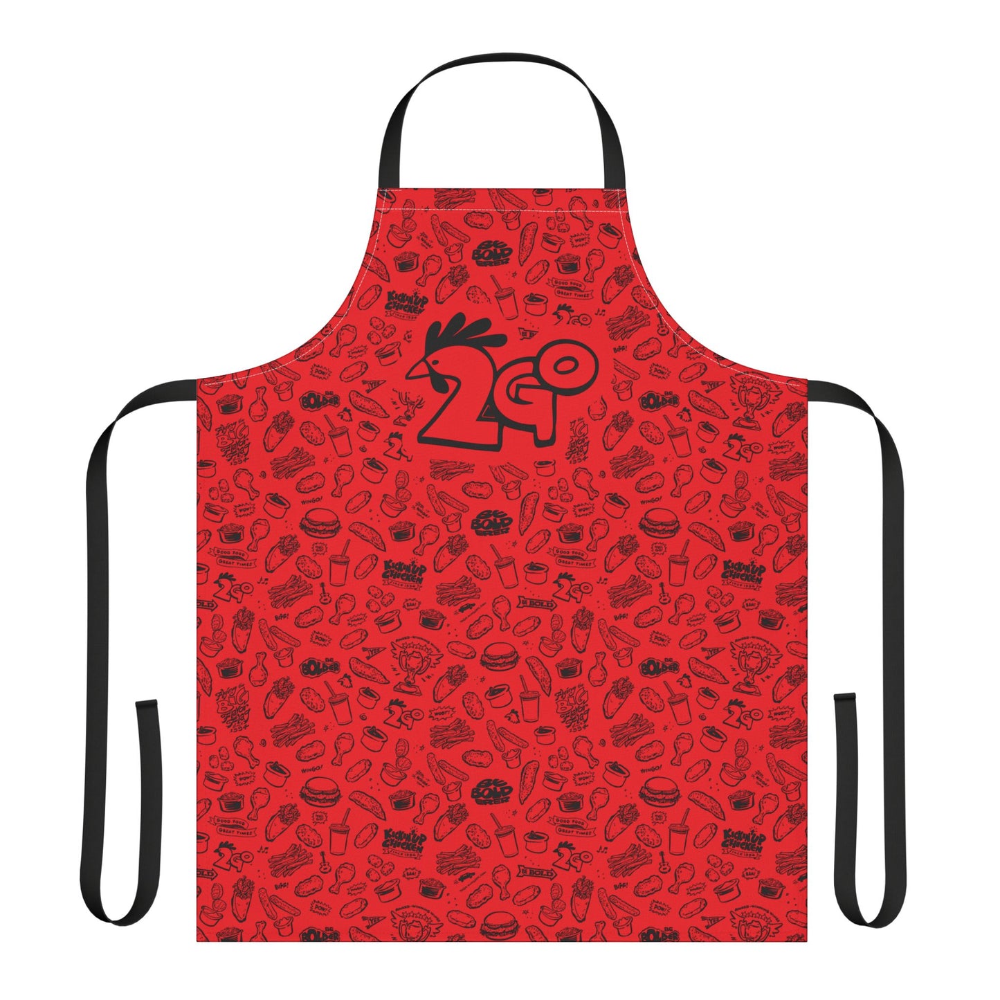 Black on Red "2Go" Playful Chef Apron with Colorful Straps - Perfect for Cooking Enthusiasts
