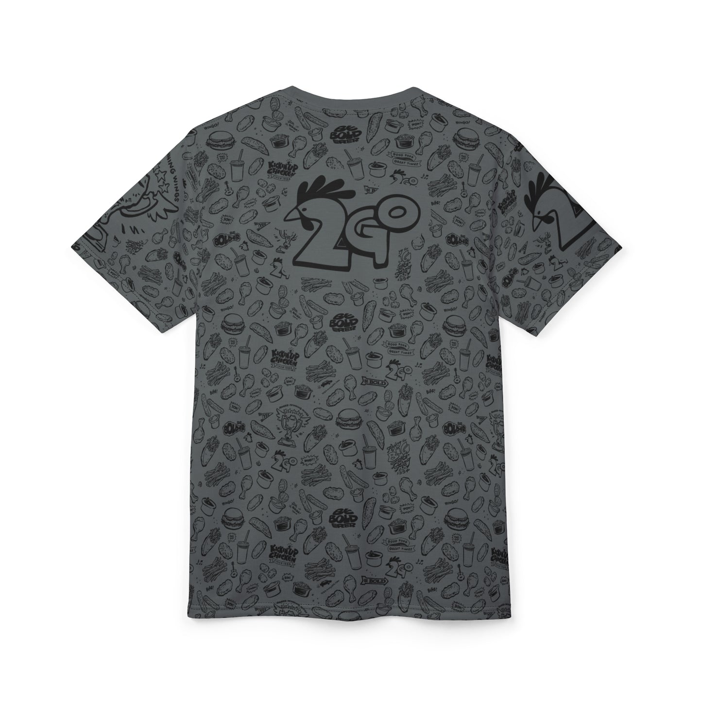 Black on Dark Gray "Wings Pattern" Award-Winning Snack Theme Unisex Tee - Fun, Unique Apparel for Food Lovers