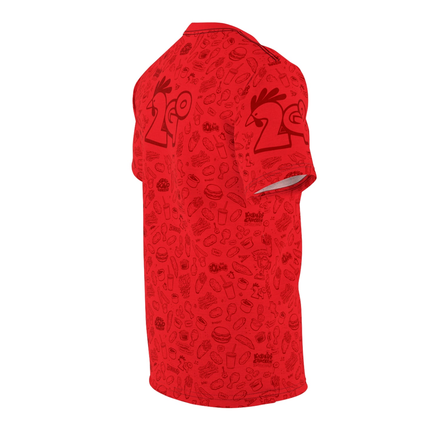 Dark Red on Red "Wings Pattern" Award-Winning Snack Theme Unisex Tee - Fun, Unique Apparel for Food Lovers