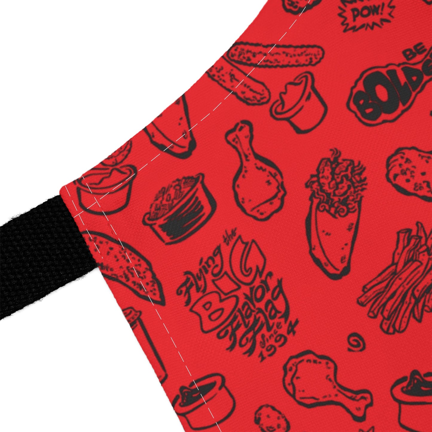 Black on Red "Hero" Playful Chef Apron with Colorful Straps - Perfect for Cooking Enthusiasts