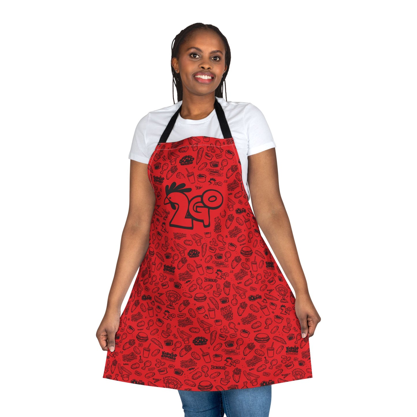 Black on Red "2Go" Playful Chef Apron with Colorful Straps - Perfect for Cooking Enthusiasts