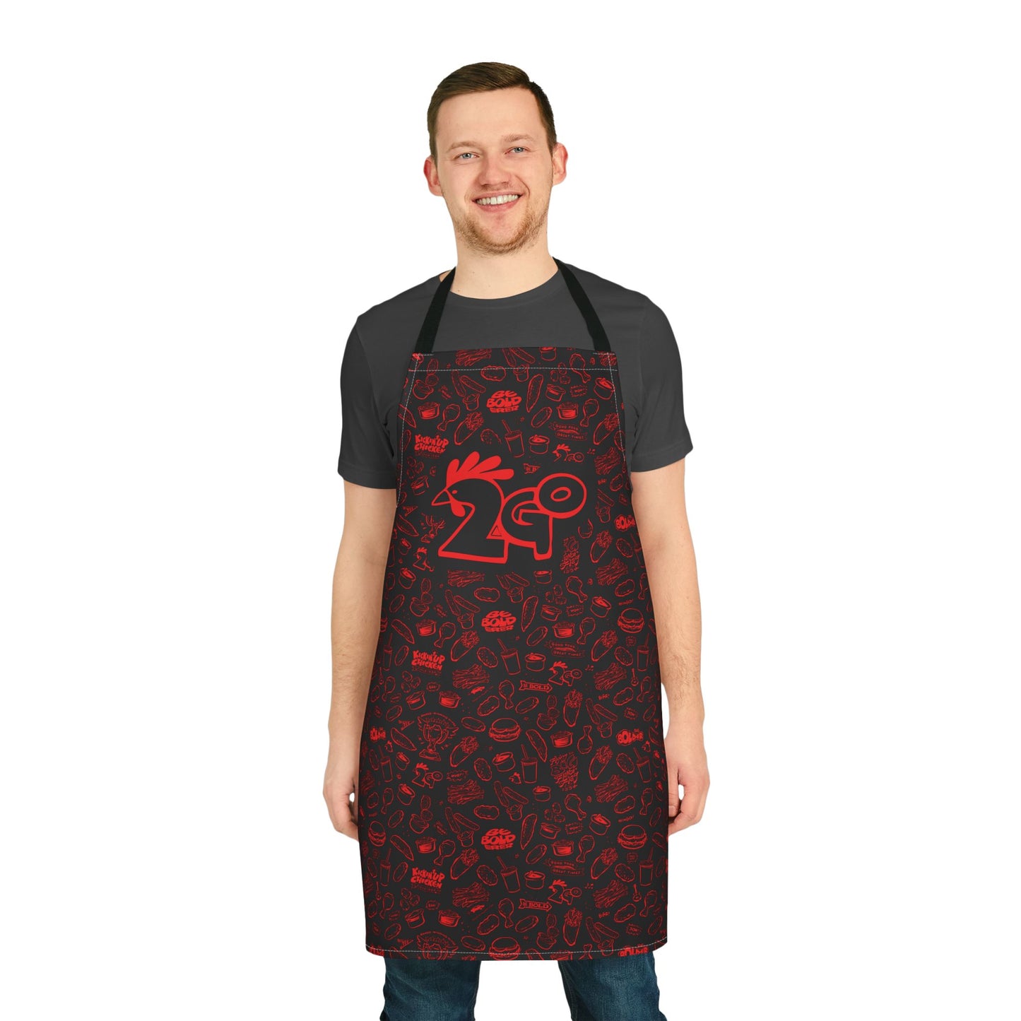 Red on Black "2Go" Playful Chef Apron with Colorful Straps - Perfect for Cooking Enthusiasts