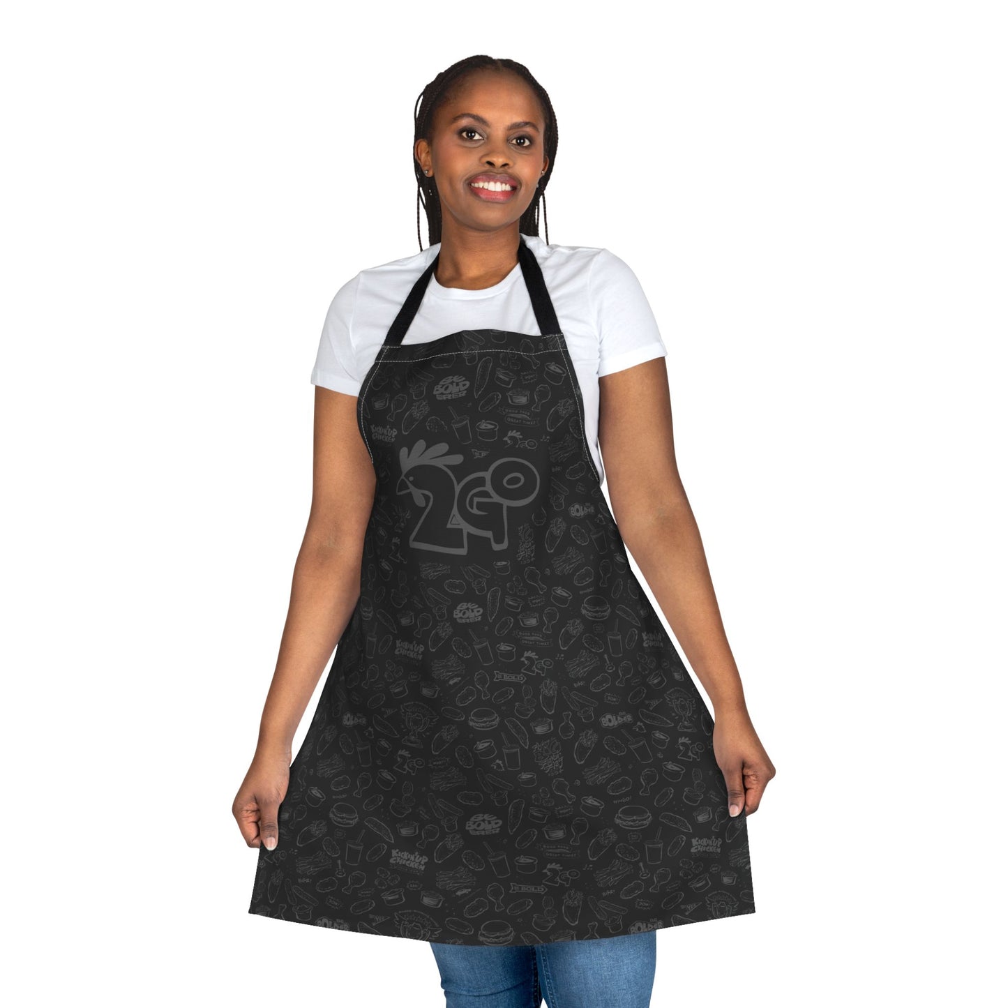 Light Gray on Black "2Go" Playful Chef Apron with Colorful Straps - Perfect for Cooking Enthusiasts
