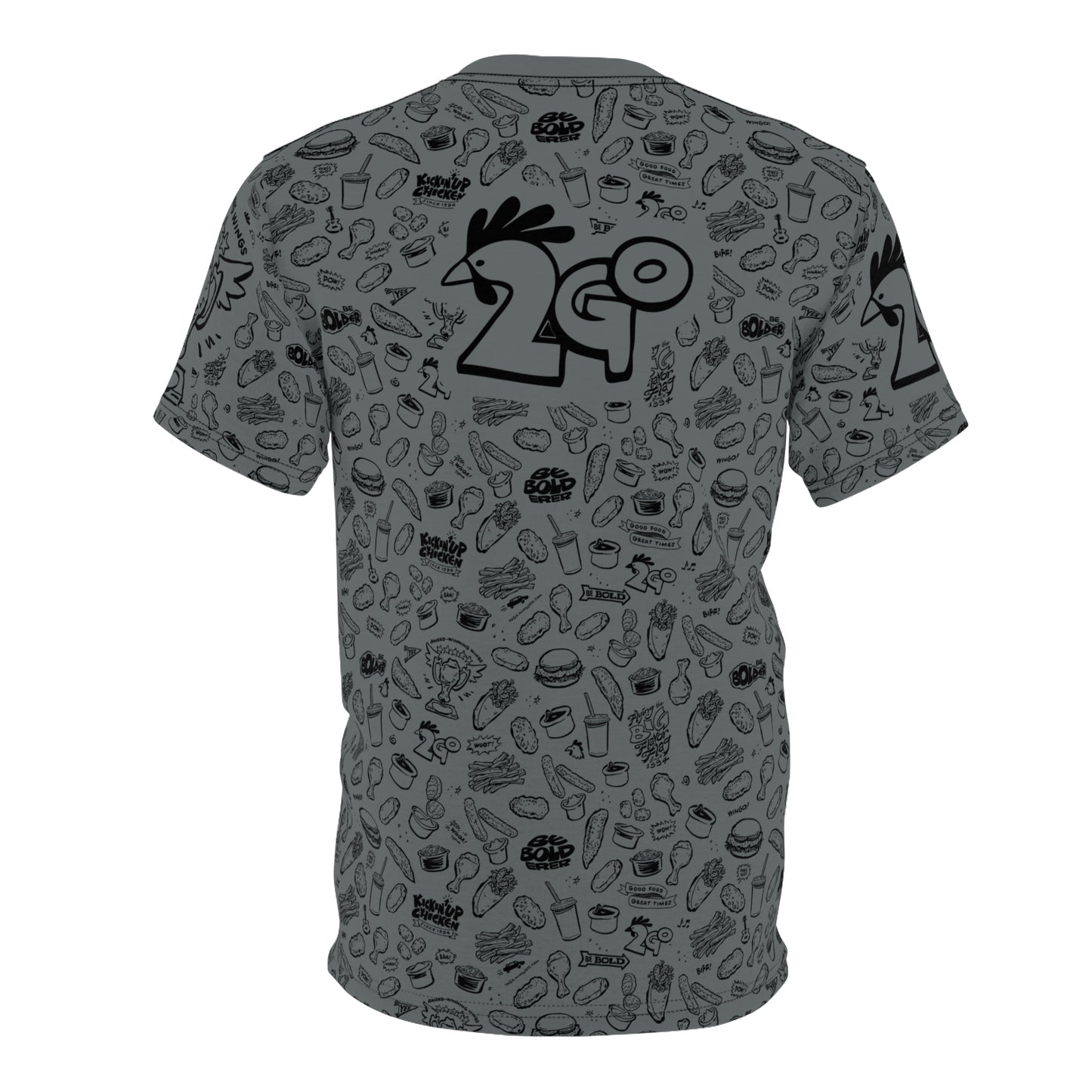 Black on Dark Gray "Wings Pattern" Award-Winning Snack Theme Unisex Tee - Fun, Unique Apparel for Food Lovers