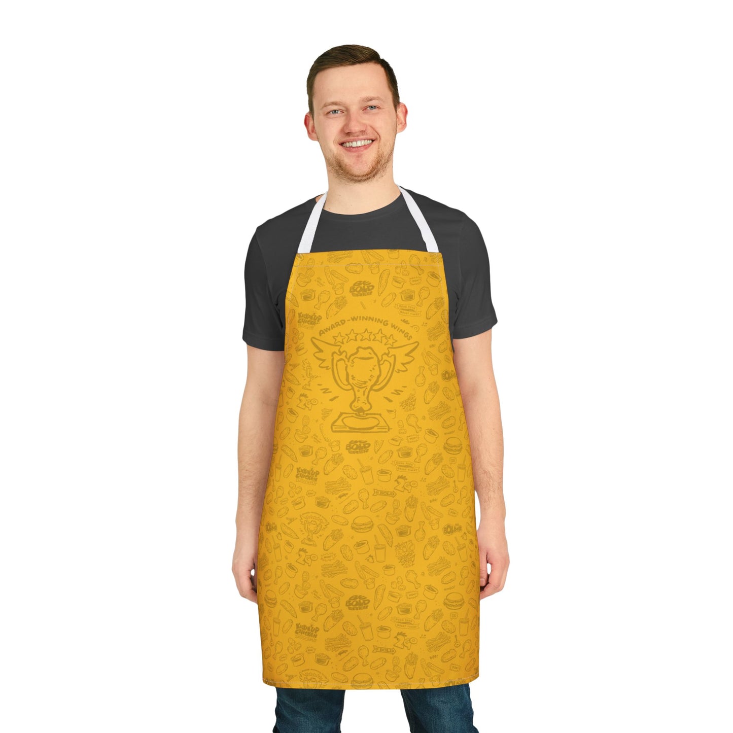 Dark Yellow on Yellow "Hero" Playful Chef Apron with Colorful Straps - Perfect for Cooking Enthusiasts