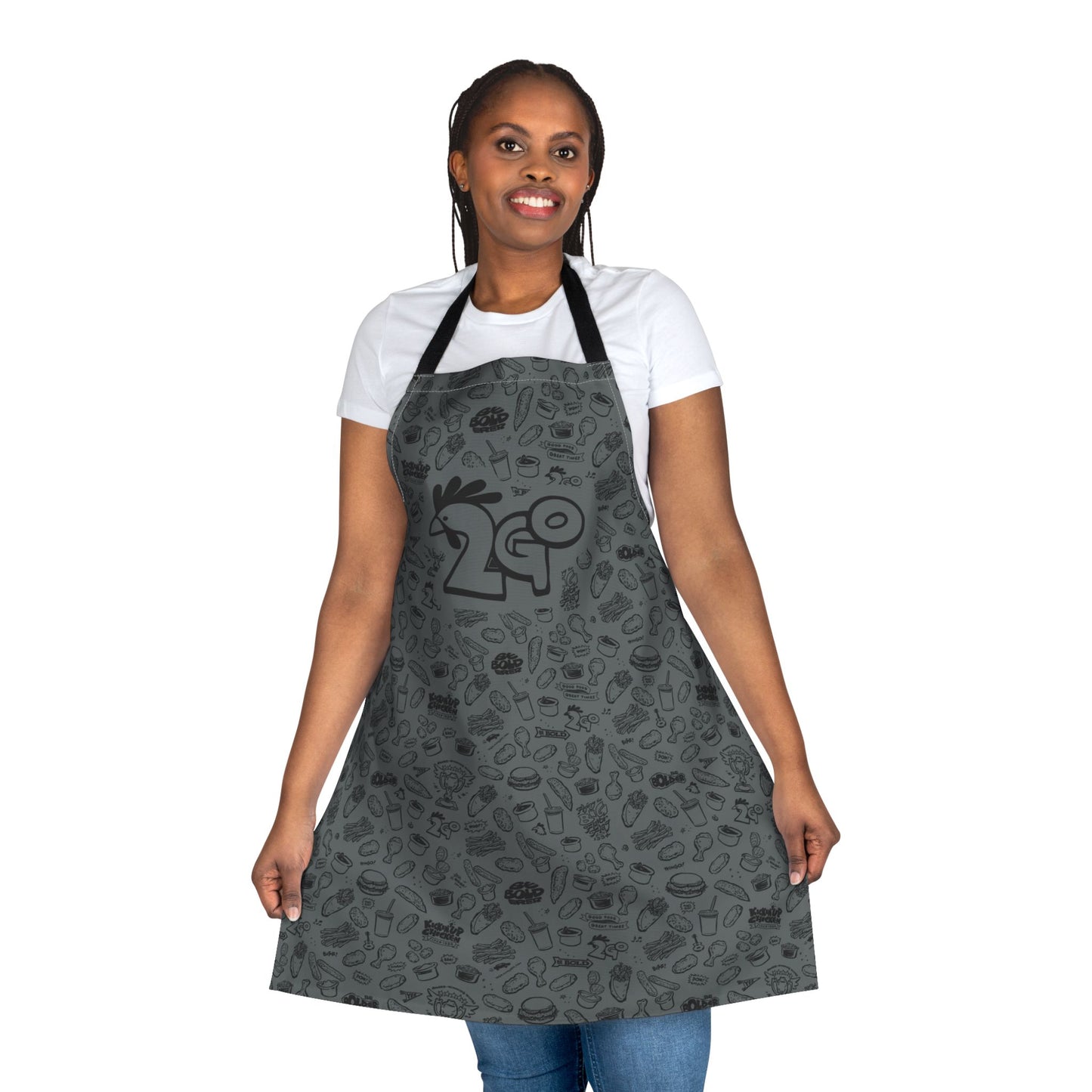 Black on Dark Gray "2Go" Playful Chef Apron with Colorful Straps - Perfect for Cooking Enthusiasts
