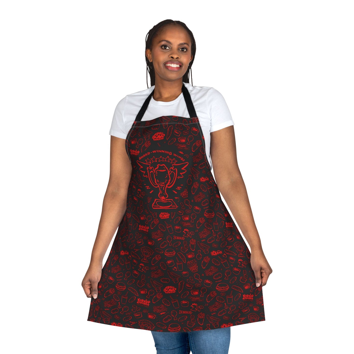 Red on Black "Hero" Playful Chef Apron with Colorful Straps - Perfect for Cooking Enthusiasts