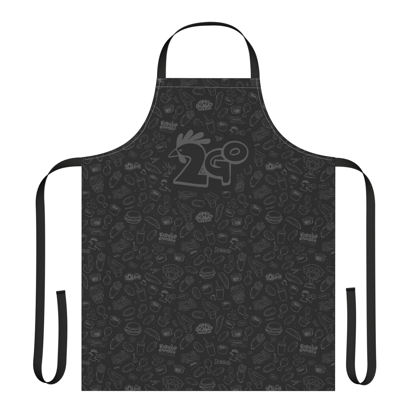 Light Gray on Black "2Go" Playful Chef Apron with Colorful Straps - Perfect for Cooking Enthusiasts