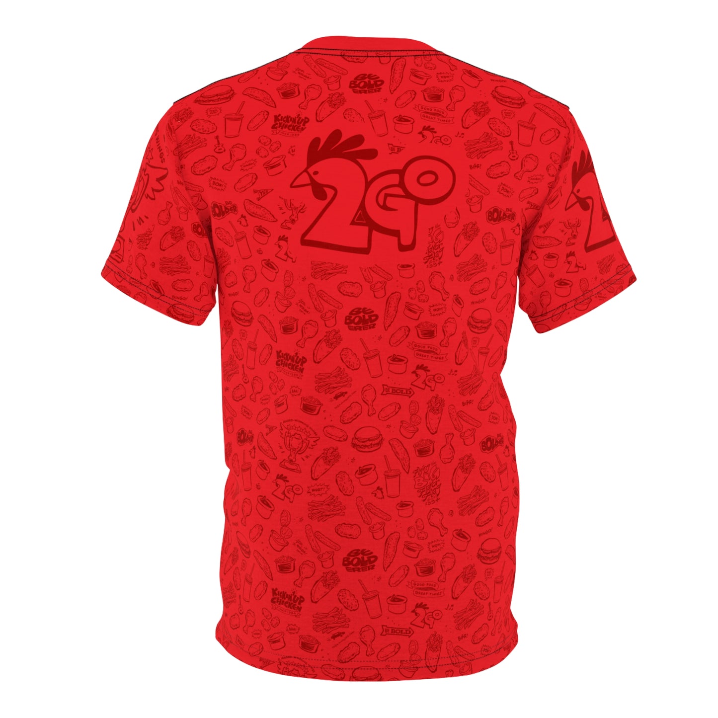 Dark Red on Red "Wings Pattern" Award-Winning Snack Theme Unisex Tee - Fun, Unique Apparel for Food Lovers