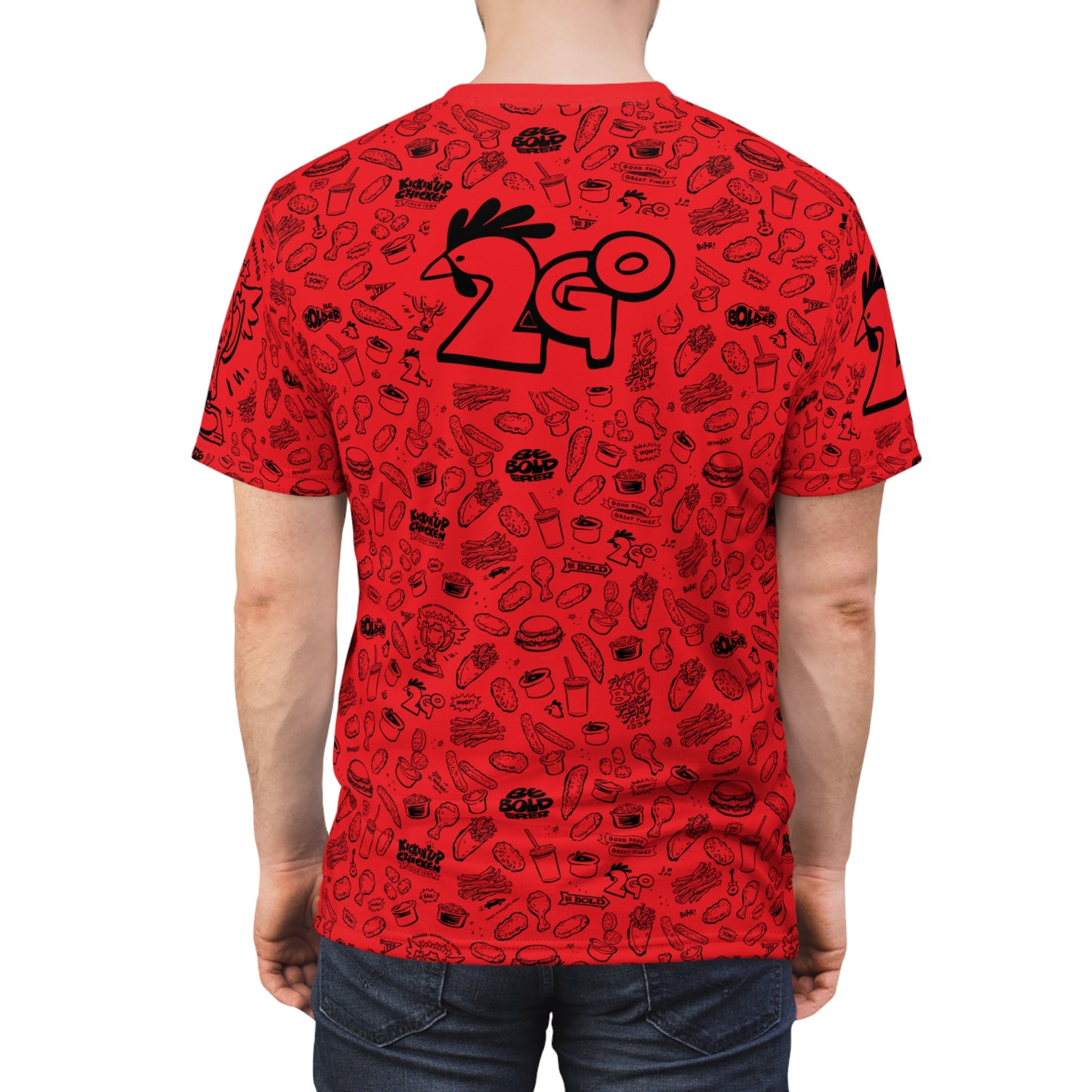 Black on Red "Wings Pattern" Award-Winning Snack Theme Unisex Tee - Fun, Unique Apparel for Food Lovers