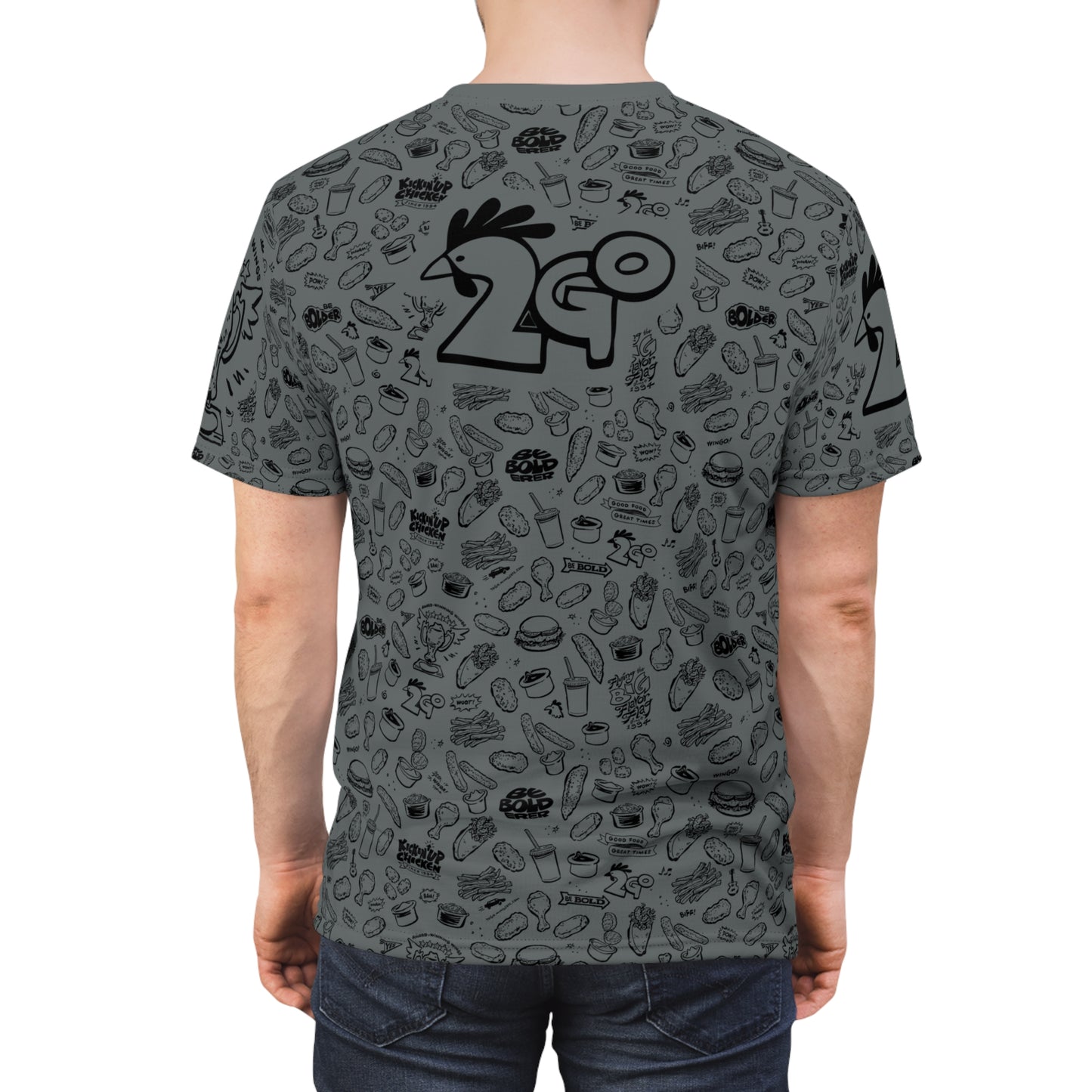 Black on Dark Gray "Wings Pattern" Award-Winning Snack Theme Unisex Tee - Fun, Unique Apparel for Food Lovers