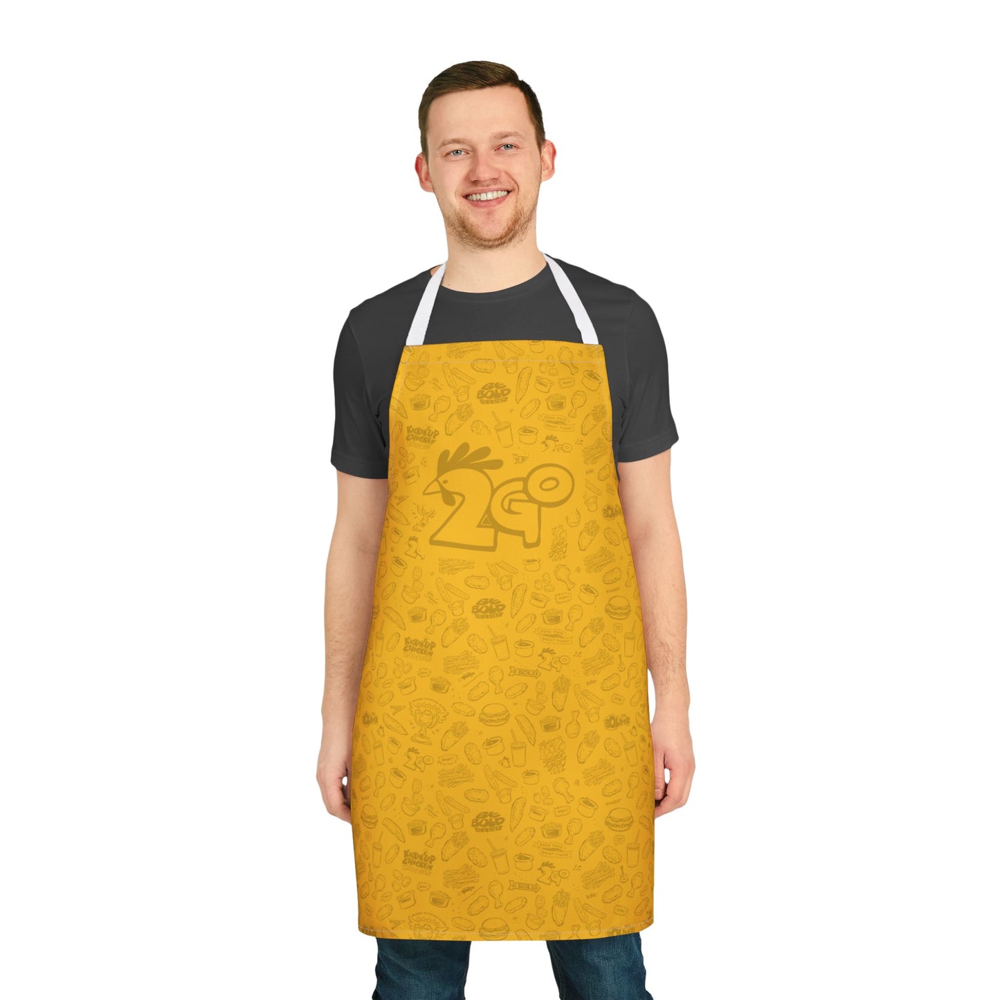 Dark Yellow on Yellow "2Go" Playful Chef Apron with Colorful Straps - Perfect for Cooking Enthusiasts