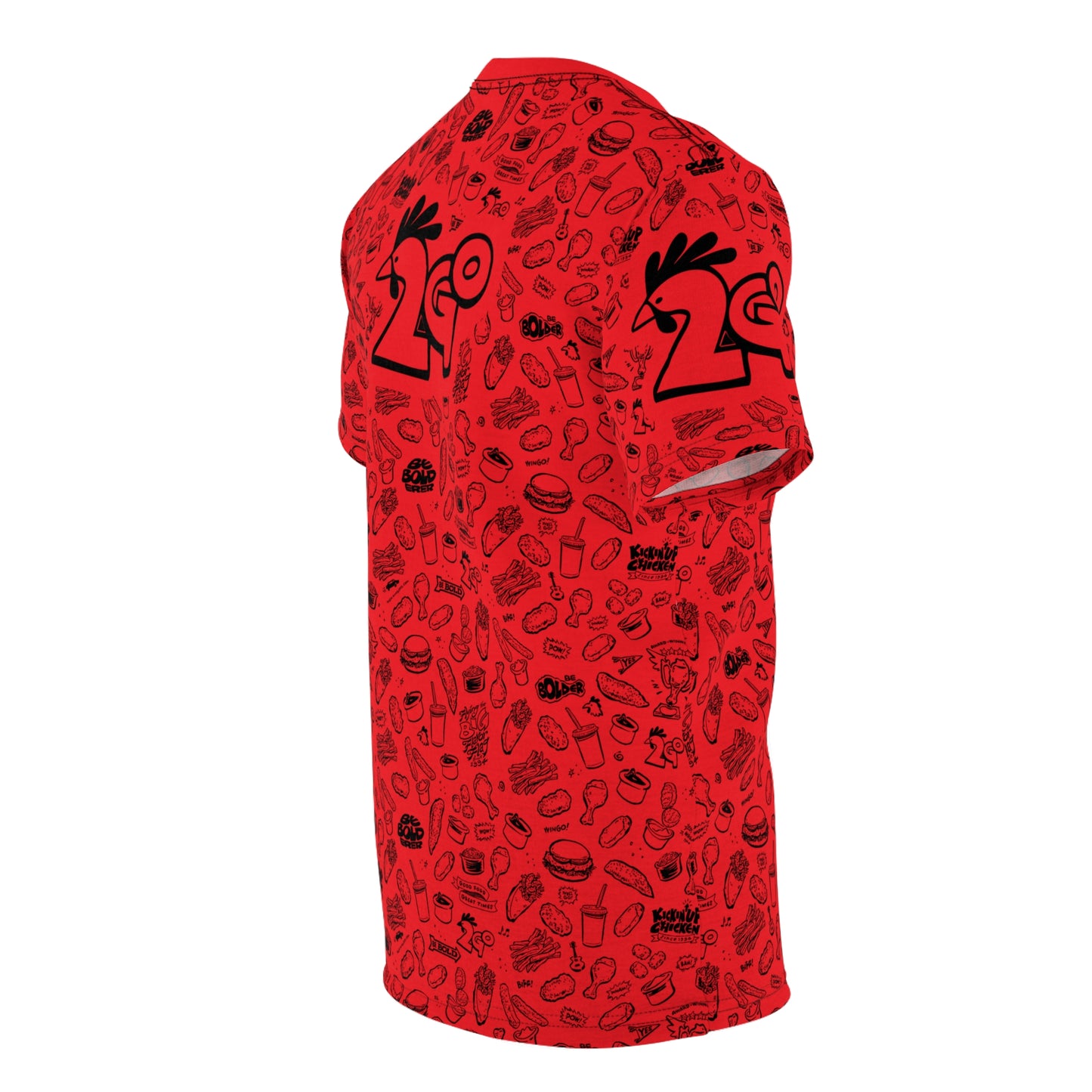 Black on Red "Wings Pattern" Award-Winning Snack Theme Unisex Tee - Fun, Unique Apparel for Food Lovers