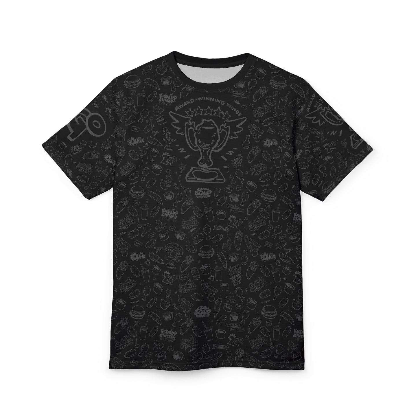 Light Gray on Black "Wings Pattern" Award-Winning Snack Theme Unisex Tee - Fun, Unique Apparel for Food Lovers