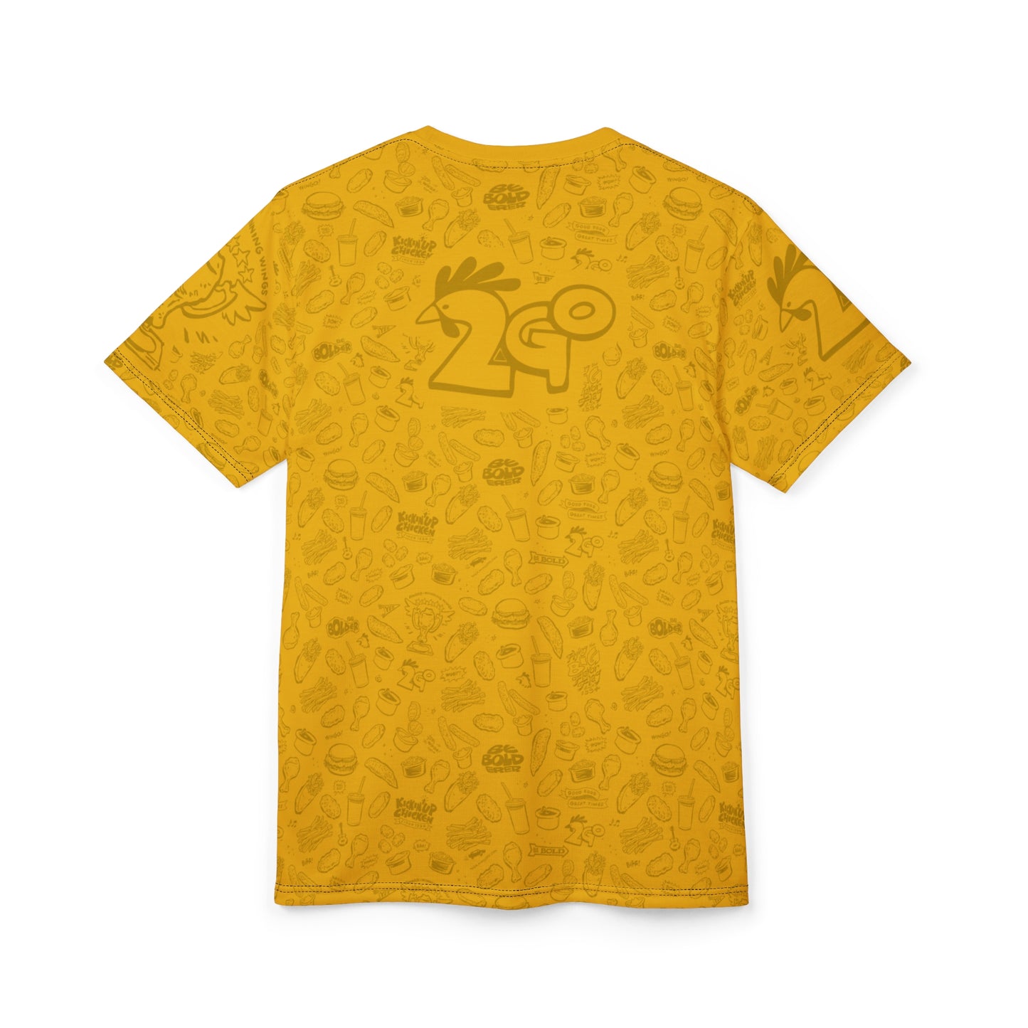 Dark Yellow on Yellow "Wings Pattern" Award-Winning Snack Theme Unisex Tee - Fun, Unique Apparel for Food Lovers