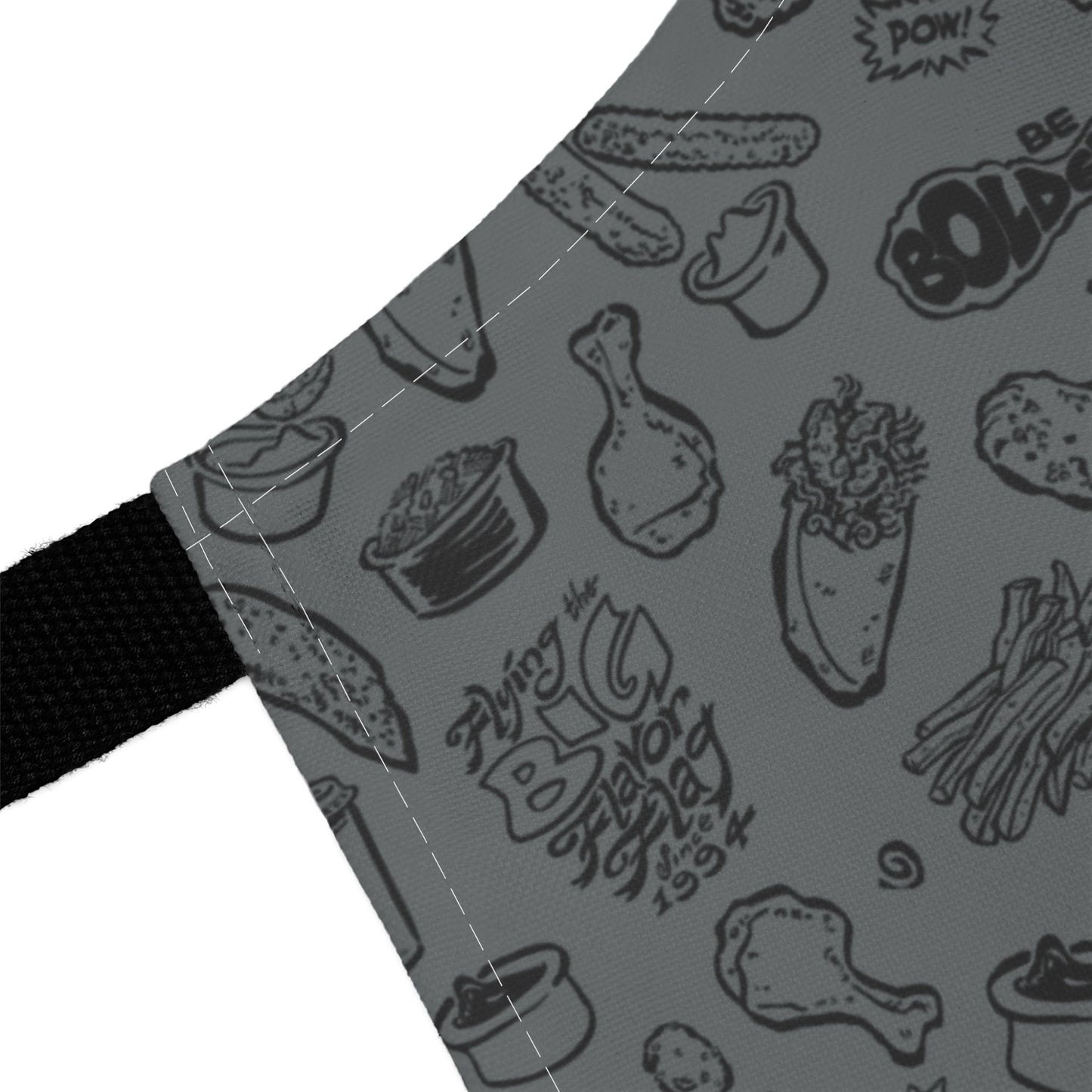 Black on Dark Gray "Hero" Playful Chef Apron with Colorful Straps - Perfect for Cooking Enthusiasts