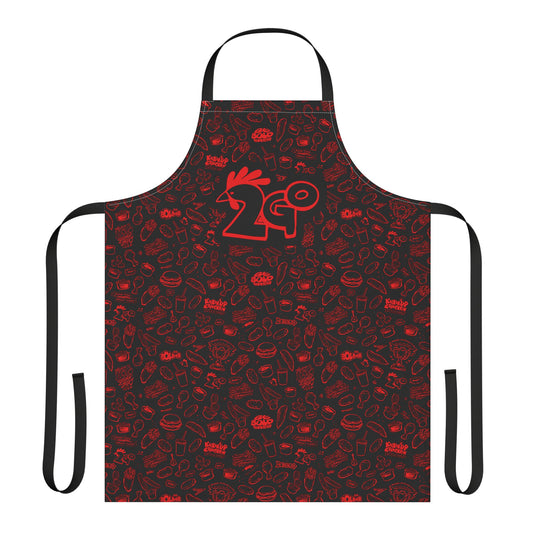 Red on Black "2Go" Playful Chef Apron with Colorful Straps - Perfect for Cooking Enthusiasts