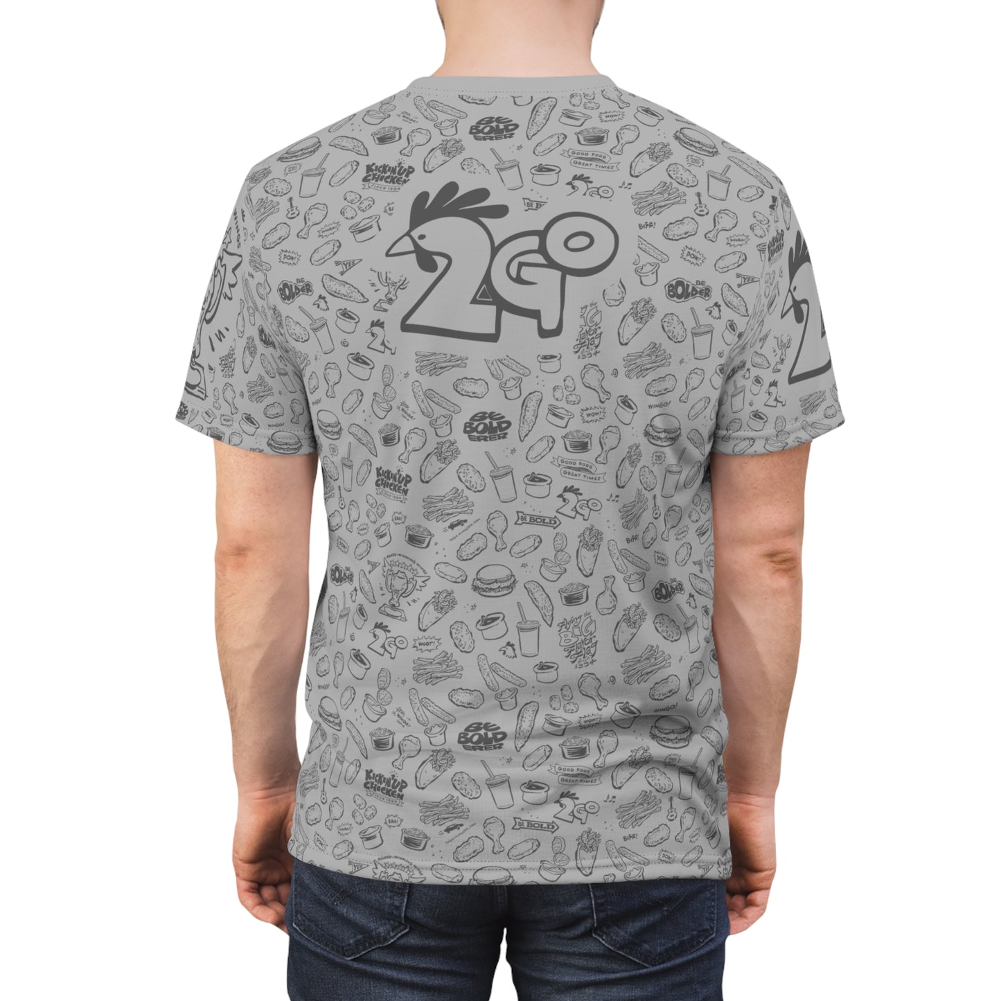 Med. Gray on Light Gray "Wings Pattern" Award-Winning Snack Theme Unisex Tee - Fun, Unique Apparel for Food Lovers