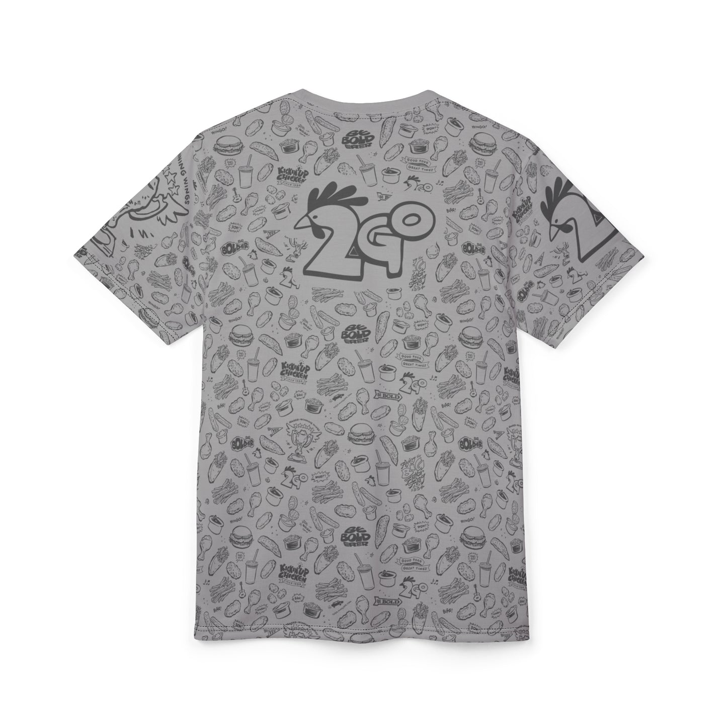 Med. Gray on Light Gray "Wings Pattern" Award-Winning Snack Theme Unisex Tee - Fun, Unique Apparel for Food Lovers