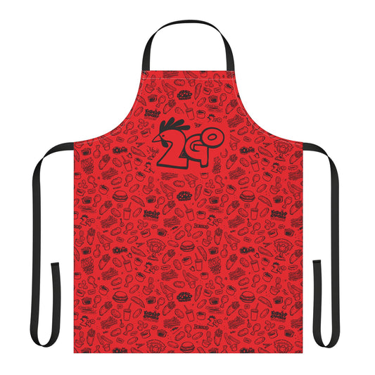 Black on Red "2Go" Playful Chef Apron with Colorful Straps - Perfect for Cooking Enthusiasts