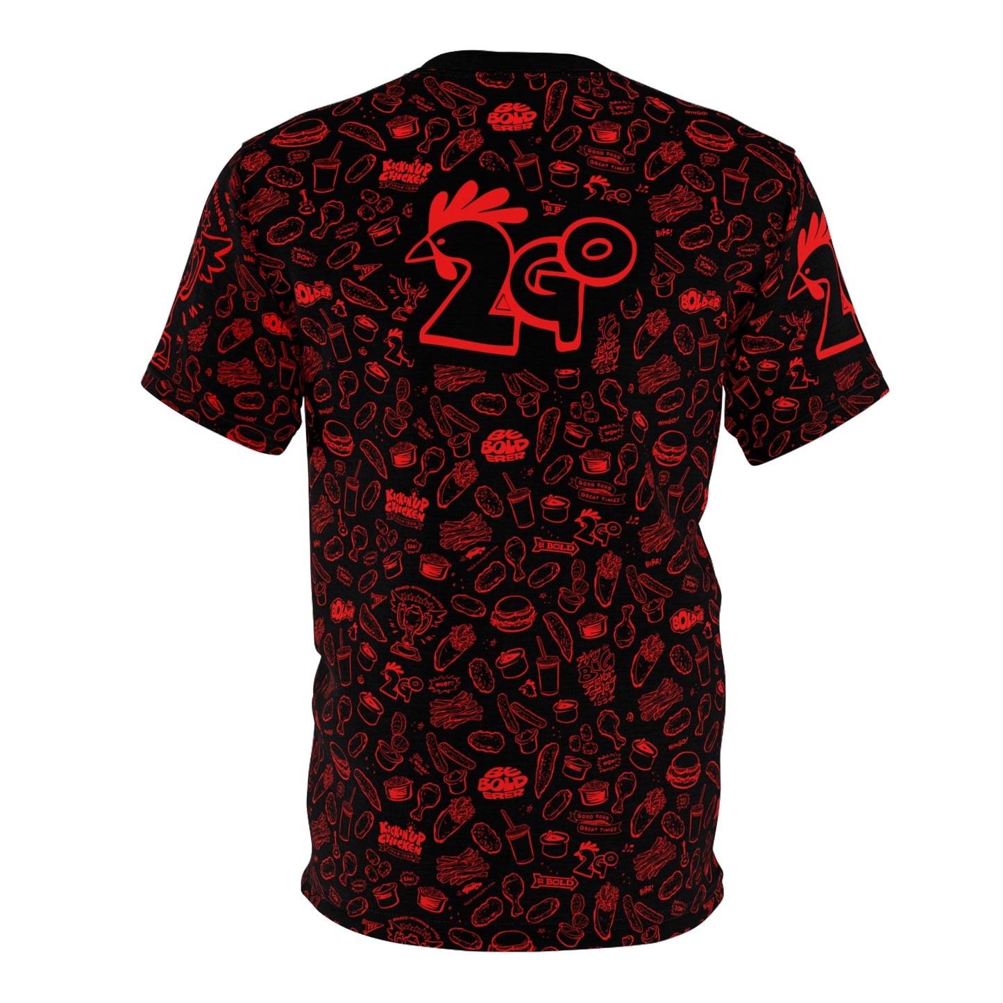 Red on Black "Wings Pattern" Award-Winning Snack Theme Unisex Tee - Fun, Unique Apparel for Food Lovers