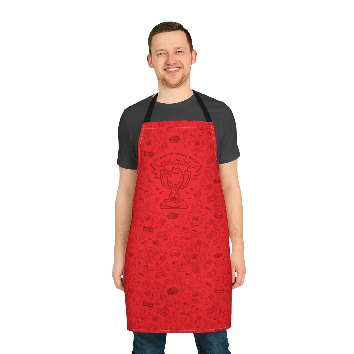 Dark Red on Red "Hero" Playful Chef Apron with Colorful Straps - Perfect for Cooking Enthusiasts