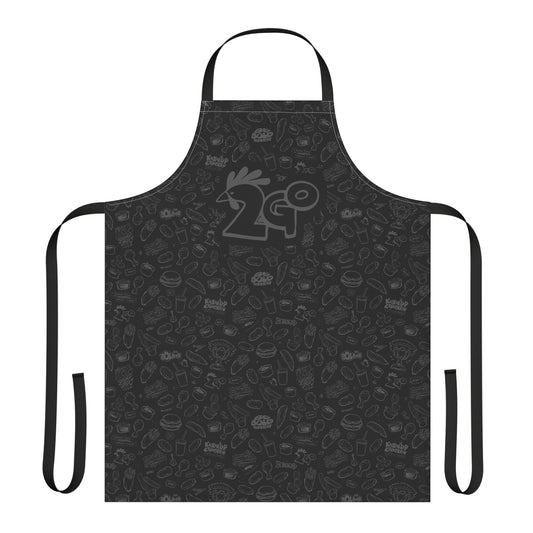 Light Gray on Black "2Go" Playful Chef Apron with Colorful Straps - Perfect for Cooking Enthusiasts