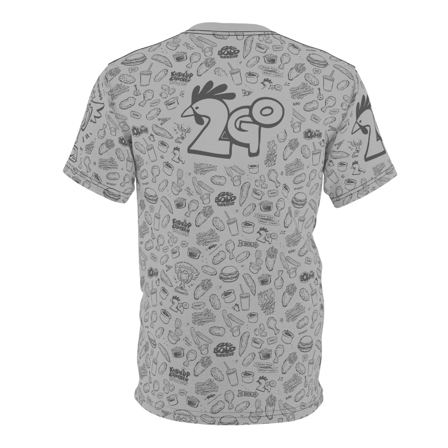 Med. Gray on Light Gray "Wings Pattern" Award-Winning Snack Theme Unisex Tee - Fun, Unique Apparel for Food Lovers